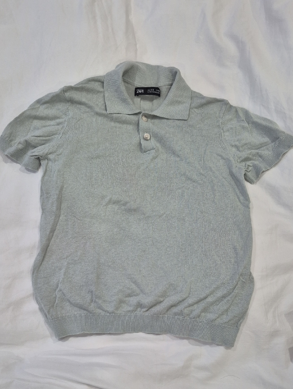 ZARA Mint Green Short-Sleeve Knit Polo- Super Lite And Comfortable- Never Worn